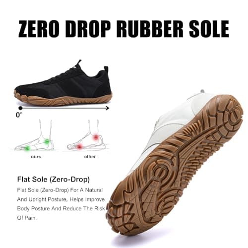 RUFONE Barefoot Hiking Shoes for Women and Men – Minimalist Trail & Walking Sneakers, Wide Toe Box, Non-Slip, Black, 7.5 Wide Women/5.5 Wide Men — view 4