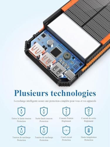 Solar Charger 20000mAh Power Bank, Portable Solar Panel Charger with Bright LEDs & 4 USB Outputs, Quick Charging Solar Phone Charger Battery Pack for Smartphone — view 5