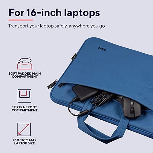 Trust Bologna Slim Laptop Bag 16 Inch with Shoulder Strap, Blue — view 5