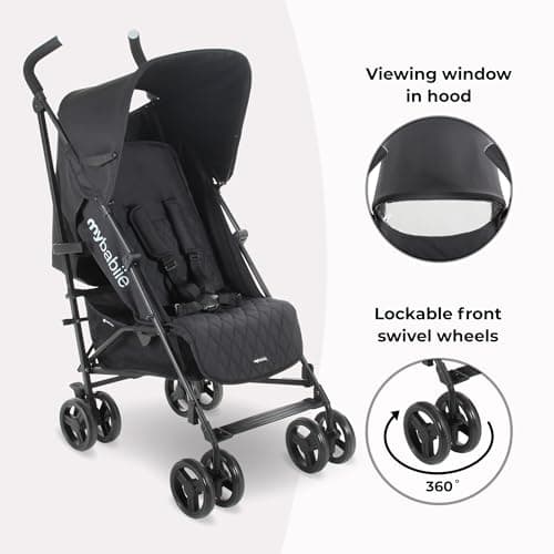 My Babiie MB01 Stroller - from Birth to 4 Years (22kg), Lightweight & Compact Umbrella Fold, Travel Buggy for Toddlers - Black — view 4