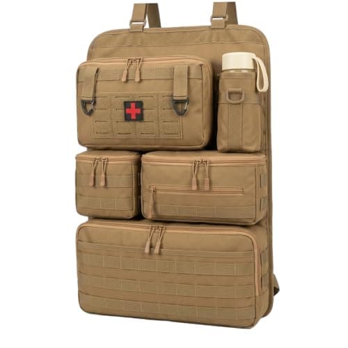 Multi-Pocket Backseat Car Organizer, Seat Organizer for Back of Car Seat, Travel Storage Caddy, Road Trip Accessory, Khaki