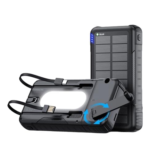 Mppchhn Solar Charger Power Bank - 20000mAh Survival Battery Pack | Hand Crank Solar Power Bank Phone Charger | for Road Trip Fishing Camping Hiking Travel Backpacking Music Festival — view 6