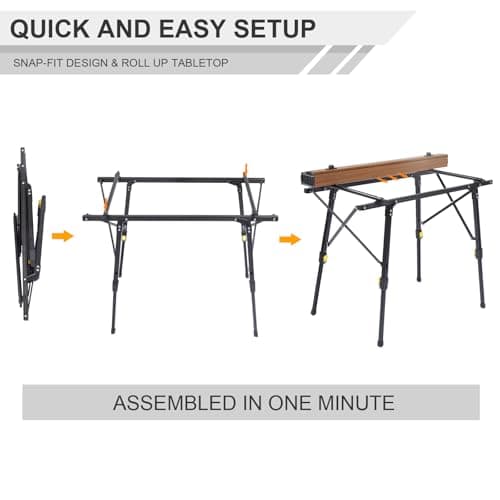 Portal Camping Tables That Fold up 90×53cm Picnic Table Folding Portable with Height Adjustable Legs Collapsible 3ft Aluminium Rollup Outdoor Lightweight Foldable for Beach Fishing Garden BBQ — view 6