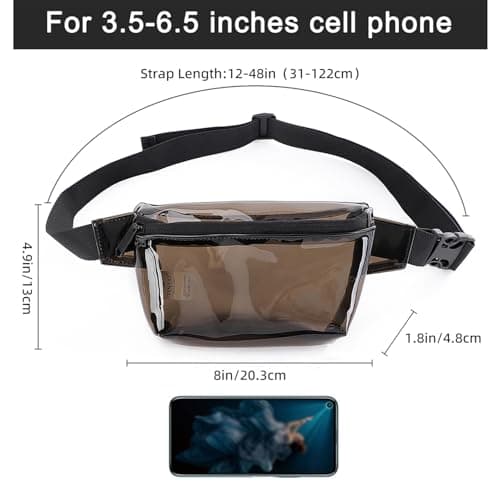 TINYAT Clear Fanny Pack Transparent Women Holographic Bum Bag Waterproof PVC Fashion Waist Belt Bag Sling Pocket Super Lightweight for Concerts Watching Matches Party T1952 — view 3