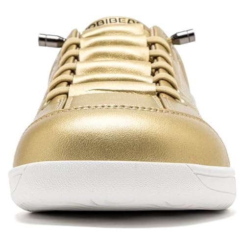 HOBIBEAR Womens Mens Wide Minimalist Barefoot Fashion Trainers Zero Drop Shoes Gold — view 5