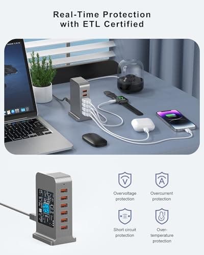 6 Port USB Charging Station 50W, Multi USB Charger Tower — view 6