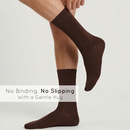 Mysocks Finest Cotton Dress Socks for Men Women - Super Soft Breathable Plain Brown Crew Socks for Business Casual Looks Brown 7-11 — view 4