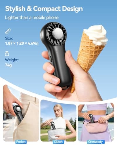 Winwj Handheld Fan with Active Ice Cooler, Portable Fan 20000 RPM High Speed, Hand Held Fans 20.5H Long Runtime, 4 Speeds USB Fan Rechargeable Mini Fan for Travel, Outdoor, Home & Office - Black — view 4
