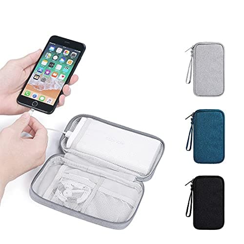 Hard Drive Case for Power Bank,Small Cable Organiser Bag Travel Electronic Accessories Case for Cord,Charger Adapter,USB,Battery Tidy Pouch-Teal — view 2