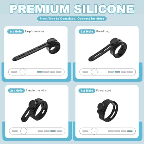 15 Pcs Silicone Cable Ties, Reusable Cord Organizer for Charger Cables, Hair Dryer, Home & Office, Flexible Cord Wraps for Electrical Wires — view 2
