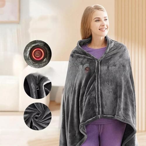Electric Heated Wrap Poncho Shawl Portable Safe — view 3
