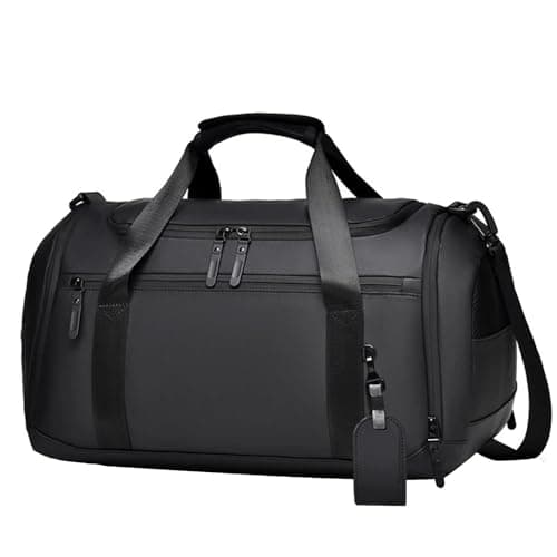 SEPSCO Sports Gym Duffle Bag, Women Men Weekend Bags Holdall with Shoes Compartment and Shoulder Strap Large Wet and Dry Separation Waterproof Durable for Travel Overnight Hospital Swimming (Black)