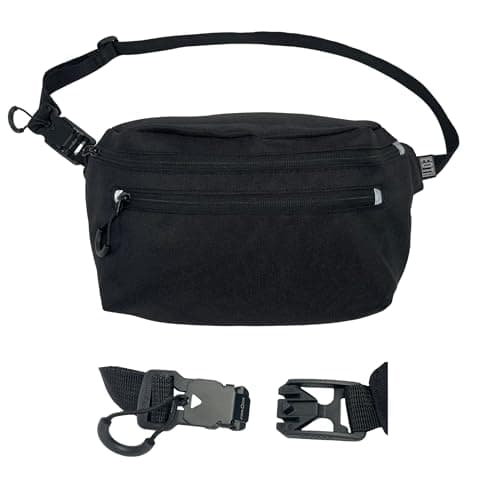 EOT Wellness Adaptive Fanny Pack, Arthritis-Friendly Crossbody & Waist Bag with Magnetic FidLock Buckle, Fits Walkers, Rollators, & Wheelchairs, Black, Up to 47 inches (119 cm) waist size, Adaptive