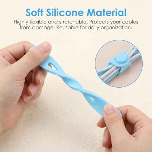 LUCTHY 20 Pcs Silicone Cable Ties, Reusable Data Cable Organiser for Cords — view 5
