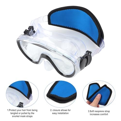 NQEUEPN 4 pcs Diving Mask Straps, Swimming Waterproof Mask Strap Covers Neoprene Mask Strap Covers Water Sports Snorkel with Neoprene Slap Straps for Diving Masks — view 4