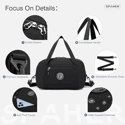 SPAHER Small Cabin Bag 35x20x20 for Ryanair Travel Duffle Bag with Wet Pocket Carry-on Hand Luggage Lightweight Airport Holdall Tote Overnight Weekend Suitcase Bag Waterproof Handbag Women Men — view 6