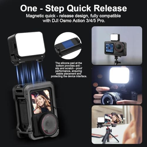 AOOSU Mini LED Action Camera Video Light, Dimmable Camera Light Portable Magnetic Photography Lighting IPX4 Waterproof 3 Color Temperatures 4 Brightness Levels Essential Vlogging Accessories — view 6