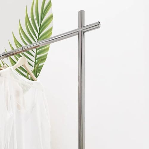 Garment rack Silver Stainless Steel Clothing Rack With Top Rod And Shelves Heavy Duty Clothes Rail For Hanging Clothes Freestanding Coat Rack For Bedroom Portable Clothes Organizer(Size:120X40X150CM) — view 6