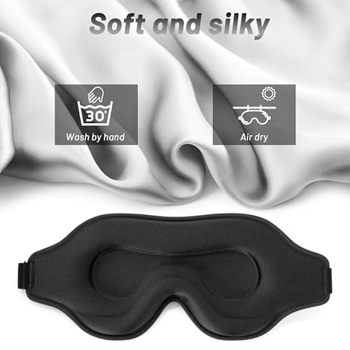 Sleep Mask for Men Women, Upgraded 3D Contoured Cup Eye mask Blindfold, Block Out Light, Eye mask with Adjustable Strap, Breathable & Soft for Sleeping, Yoga, Traveling (Black) — view 5