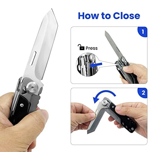 HONZIN Multitool 5 in 1 Multifunctional Folding Pocket Knife, Folding Scissors, Detachable Stainless Steel Geometric Knife for Outdoor Camping Hiking (Extra 11 Screwdriver Bits) — view 5