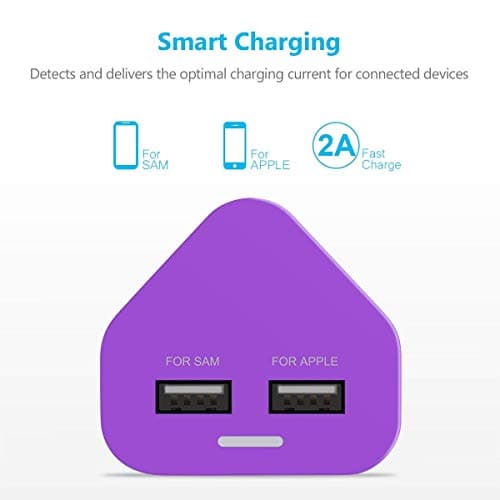 USB Plug Charger, Multi Port USB Charger Plug Adapter 2.1A Compatible with Nokia/Fire Tablet/Huaweii/iOSiPad/Kindle/Smart Watches/Motorola/Airpods/Samsung/iOSiPhone/HTC — view 5