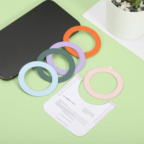 sourcing map Magnetic Sticker Ring, 3 Pcs Universal Magnetic Adapter Ring Leather Magnet Wireless Charging Conversion Kit for Mobile Phone Case Wireless Charger, Black/Orange/Blue — view 6