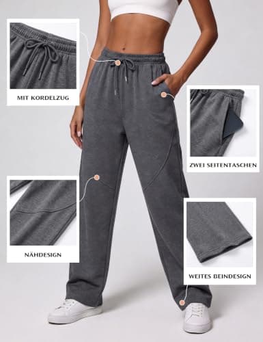 Litherday Womens Joggers Straight Leg High Waist Sweatpants with Drawstring — view 5