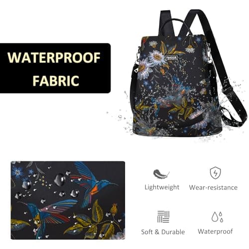 Fmeida Anti Theft Backpack for Women Small Travel Rucksack Water Resistant — view 4