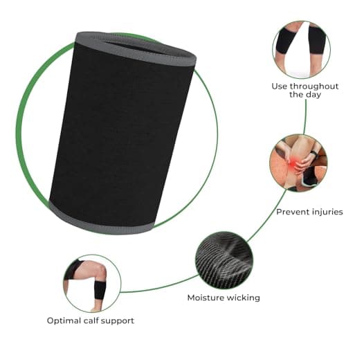 Neotech Care Calf Support Sleeve - Elastic & Breathable Knitted Fabric - Medium Compression (Black Colour, Size L, 1 Unit) — view 3