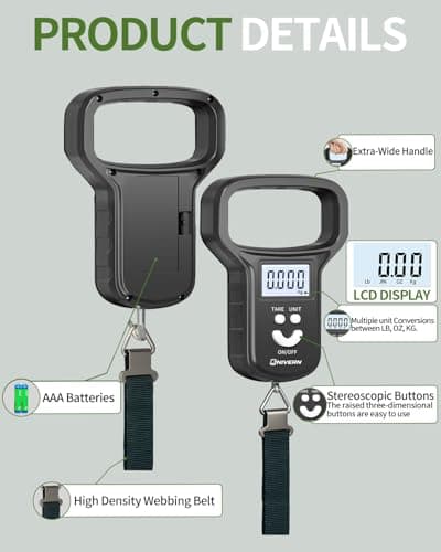NIVERN Digital Luggage Scale with Strong Strap & Backlit LCD, Portable Suitcase Weighing Scales for Travel, Airline Baggage & Postal Use, Ideal Fishing Accessories for Outdoor Enthusiasts — view 6