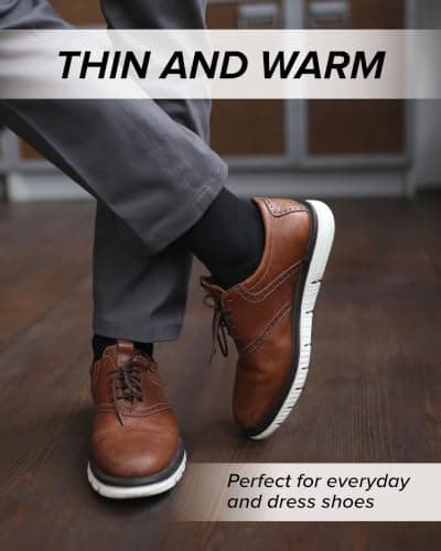 vitsocks Men's 80% MERINO WOOL Warm Thin Winter Socks (3 PAIRS) Fine Woollen Rich Dress Business Everyday Mid-Calf, brown, 10-12 — view 4