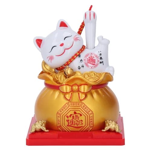 Phefop Solar Powered Lucky Cat Waving Arm (Gold)