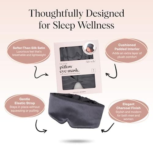 Kitsch Satin Sleep Mask - Charcoal Black — view 3