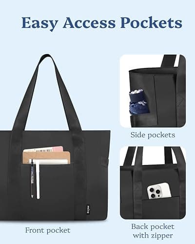 Prite Tote Bag for Women Weekender Bag with Laptop Compartment for Work Nurse School Travel Gym (Black) — view 4