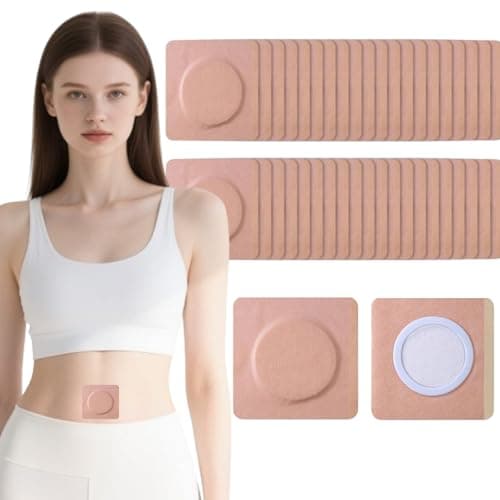 100PCS Castor Oil Patches, TONBAO Organic Cotton Pack Wrap Disposable Self-Adhesive Belly Button Patches, Highly Absorbent Natural Skin Tone Cotton Pads (Oil Not Included)