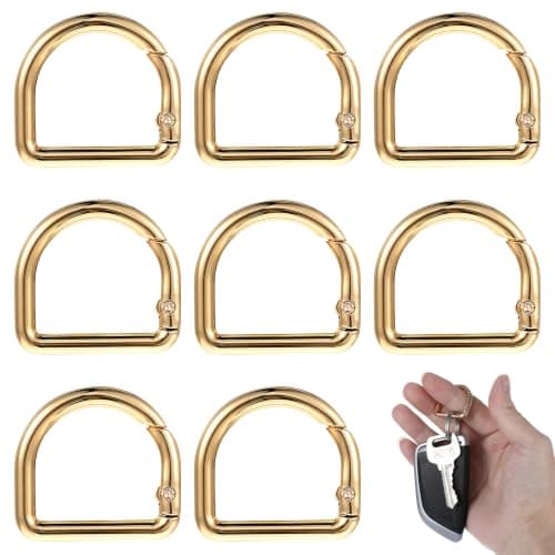 Ymapinc 8Pcs Gold D Rings for Purse, Gold Metal Keyring Clip, 1.18 Inch