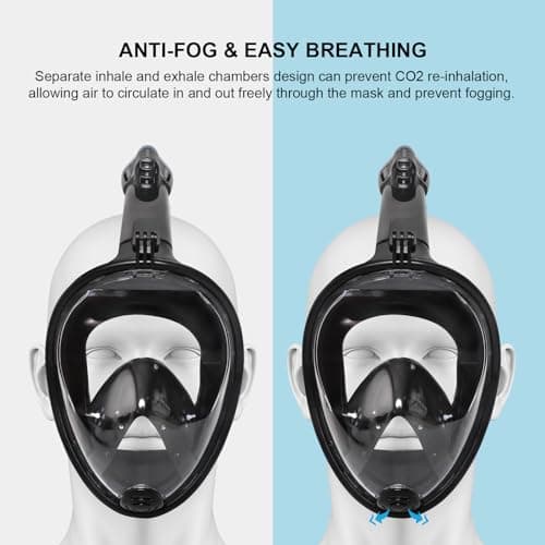 Jsdoin Snorkel Mask Full Face,180°view Design - Anti-fog, Anti-leak Technology - Sports Camera Compatible - for a Safe Adults and Kids Snorkeling Experience (BlackBlue, S/M) — view 4