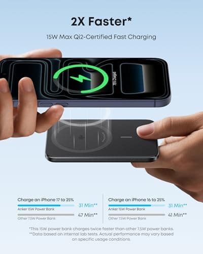 Anker Nano Magnetic Ultra Slim Power Bank Qi2 15W Wireless Portable Charger — view 4