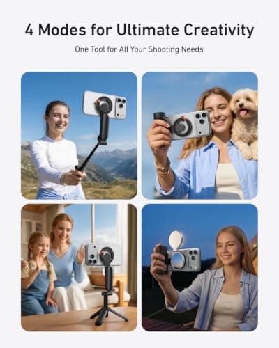 TELESIN Magnetic Mini Phone Camera Grip with Selfie Stick Tripod — view 2