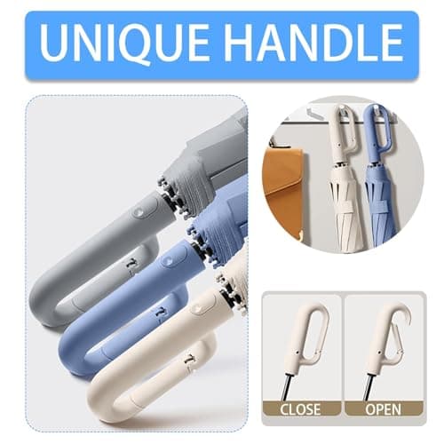 Mini Compact Travel Folding Carbon Umbrella With Micro Handle ,Ultra-Lightweight/Thin,Compact,Portable,UV Protection,Teflon Coating,6 Ribs,Women Girls Kids,Handbags/Totes/Backpack/Car,Sun Rain — view 4