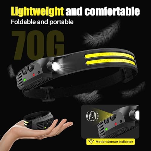 WenYa Head Torch Rechargeable, 270° Wide Angle Lightweight Headtorch, 2Pack — view 5