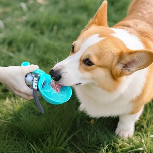 Stainless Steel Dog Water Bottle for Walking 285ml, 2-in-1 Portable Dog Water Bottle with Foldable Silicone Bowl, Feeding & Watering Supplies for Dogs, Dog Bottle for Travel and Walks (Cream) — view 5