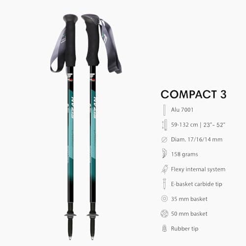 Fizan Compact 3 Trekking Poles – 5.6 oz Ultralight, Backpacking, Thru Hiking Poles, Adjustable, Collapsible, Customized Fit, EVA Grips, Aluminum Walking Sticks (Compact 3 / Pink) — view 2