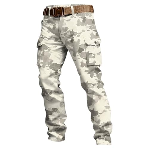Men's Multi-Pocket Cargo Pants for Outdoor Adventure and Work, Durable Cotton Blend with Reinforced Knees, Water-Resistant, Adjustable Waist, 6-Pocket Design for Tools and Essentials (Grey, XXL) — view 4