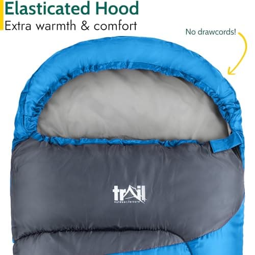 Trail Kids Sleeping Bag Mummy Shape 3 Season Camping 300gsm Boys Girls with Lightweight Rucksack Bag (Blue) — view 4