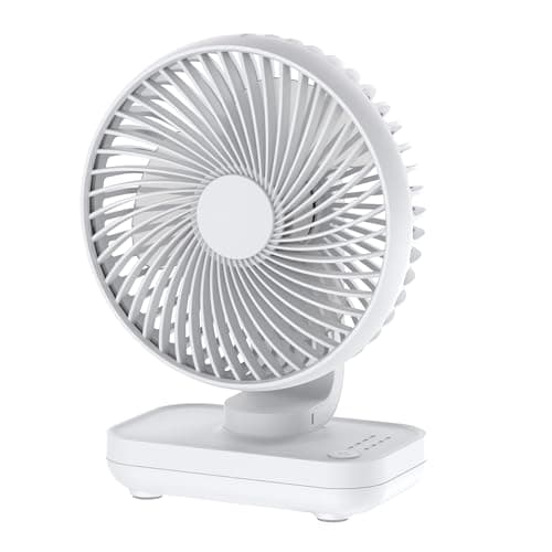 Joneytech Silent Desk Fan, 4000mAh USB Rechargeable Battery Portable Table Fans with 4 Speeds,Powerful Cooling for Home Office Bedroom Desktop Small Fan