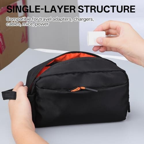 Teskyer Cable Organizer Bag - Portable, Waterproof, Large Capacity, Travel Organiser, Travel Accessories, 23 x 14 x 7 cm, Black — view 5