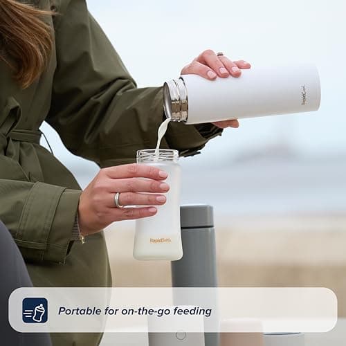 Nuby RapidCool Portable Baby Bottle Maker Twin Pack - Formula Feed in 2 Minutes | Ideal for Travel Bottles and Night Feeds | Includes Milk Powder Dispenser, Digital Lid & Flask (White) — view 4