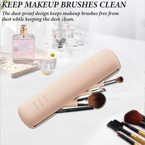 Silicone Makeup Brush Holder,Makeup Brush Pouch,Multipurpose Cosmetic Organizer,Cosmetic Brush Protective Case,Travel Sponge Holder(Khaki) — view 5