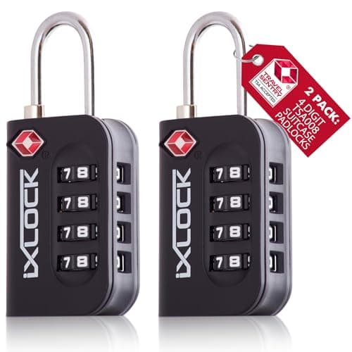 iXLOCK Suitcase Locks, TSA Approved Luggage Padlocks, Black, 2 Pack